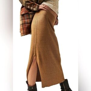 Free People Golden Hour Midi Skirt ✨ Apple Pie Combo Size S | viscose neutral